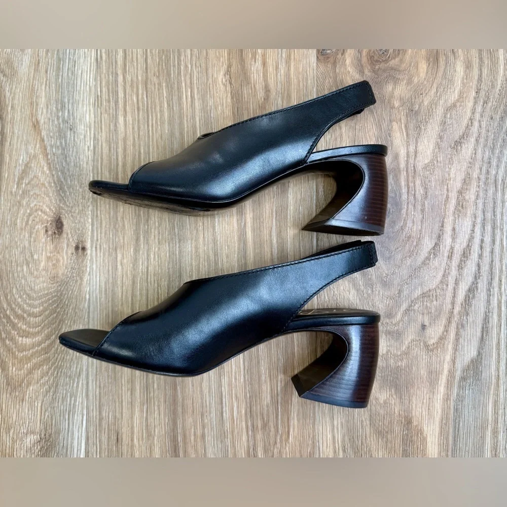 3.1 Phillip Lim Black Open Toe Slingback Heels 65mm Crescent Heel Size 40
